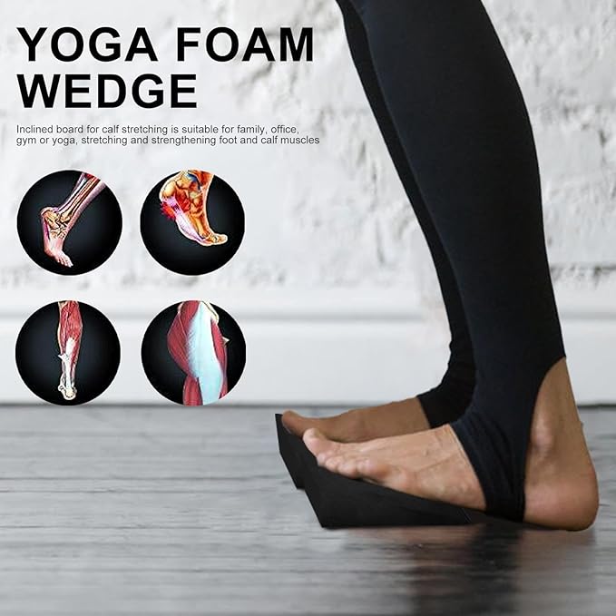 Slant Board for Calf Stretching, Portable Non-Slip Heel Elevated Squat Wedge Lightweight Yoga Foam Wedge Slant Board Trainer Home Workout for Men Women SlantBoard for Squats for Knees Over Toe