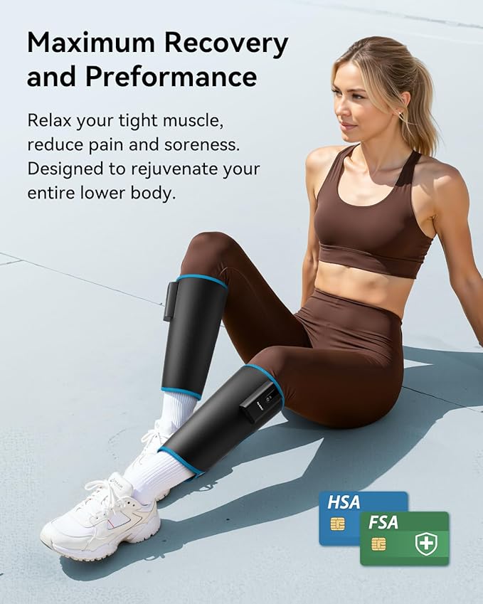 FIT KING Cordless Calf Massager – Rechargeable Leg Compression Massager for Circulation, Edema, RLS, Pain Relief & Recovery, 6 Intensities, 3 Modes, Portable Gift for Mom, Dad, Athletes