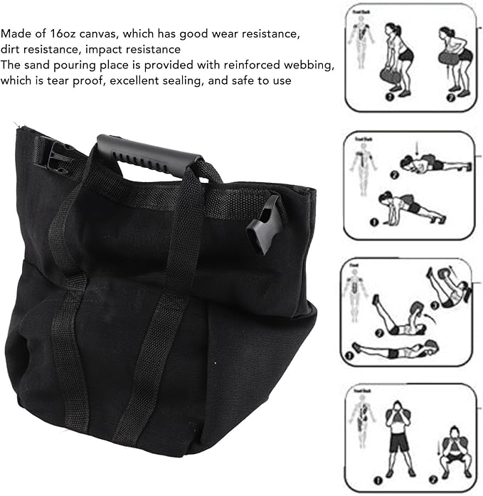 EVTSCAN Fitness Sandbag Weightlifting Training Sandbag Strong Empty Power Bag with Handles Indoor Outdoor Workout Yoga Squat Press Stretching Portable Canvas
