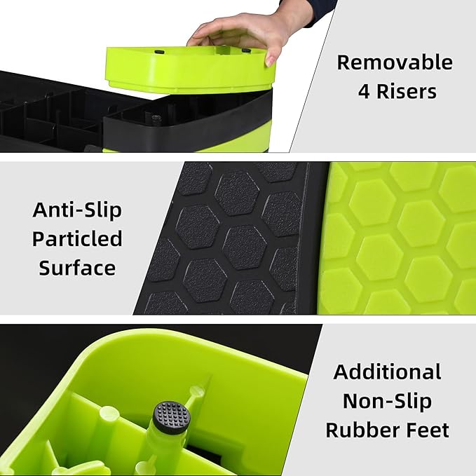 HomGarden Adjustable Workout Aerobic Stepper in Fitness & Exercise Step Platform Trainer Stepper w/Risers Adjust 4"-6''-8''