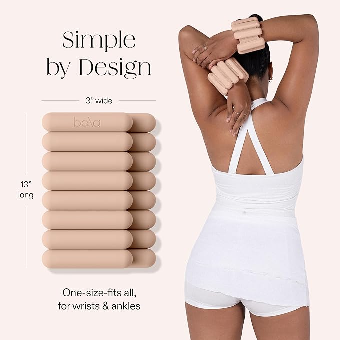 Bala Bangles Wrist & Ankle Weights for Women & Men - Adjustable Weighted Bands - Soft Silicone Arm & Leg Weights for Pilates, Yoga, Walking, Barre, Home Workout & Strength Training Exercise