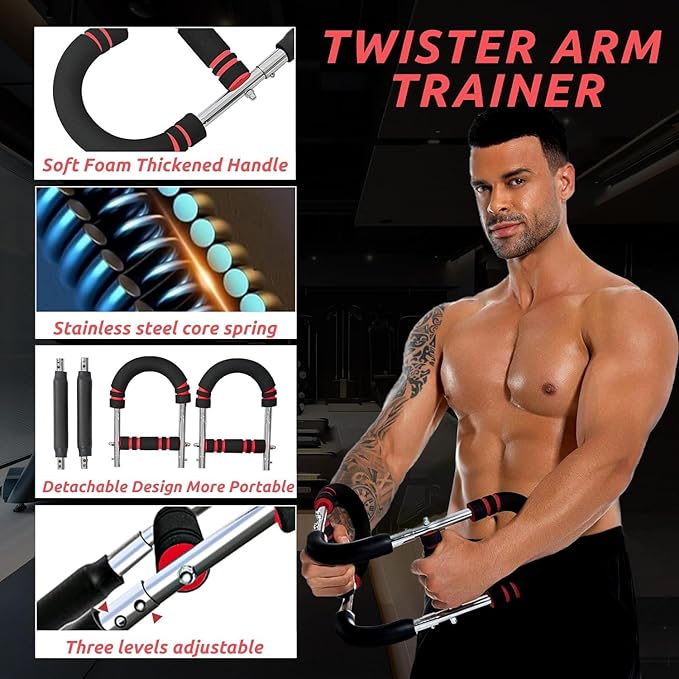 Twister Arm Trainer, Adjustable Chest Workout Equipment for Men & Women, Muscle Builder & Strength Training for Arms, Home Gym Strength Trainer, Chest Trainer (20-60 lbs)