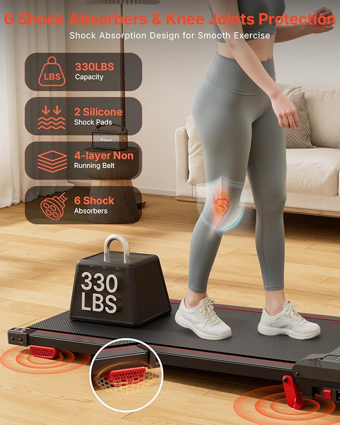 Walking Pad Treadmill, Anylife Incline Walking Pads Under Desk 330lb Capacity, 2.5HP Portable Treadmills for Home, Compact Treadmill Small Running Pad with LED Display, Remote Control