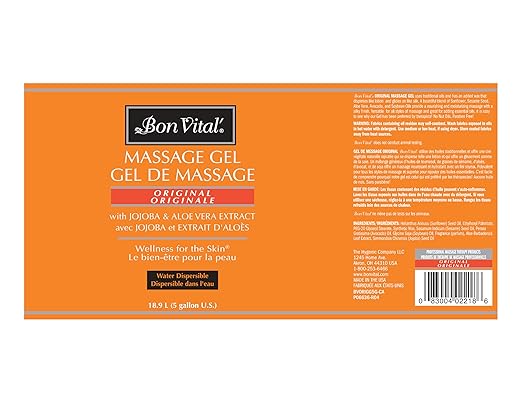 Bon Vital' Original Massage Gel, 5 Gallon Pail, Hypoallergenic & Paraben-Free, Professional Massage Gel, Hydrating Massage Cream Alternative for Dry Skin and Sensitive Skin