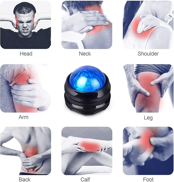 Solacium Manual Massage Roller Ball - Massager and Therapy Tool for Sore Muscles, Shoulders, Arms, Neck, Back, Feet, Body, Deep Tissue, Stiffness, Joint Pain, Stress Relief