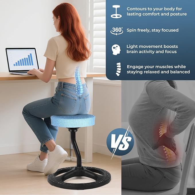 ADHD Chair for Kids, Yoga Chairs for Adults, Wobble Stool Active Flexible Seating Desk Chair with Non-Slip Base and Washable Seat Cover for Stability, Balance, Yoga, Office, School, Classroom