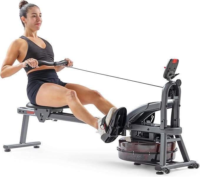 Sunny Health & Fitness Smart Dual-Rail Water Rower, 300LB Weight Capacity with Free SunnyFit App Connection – SF-RW524022