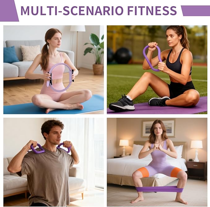 Pilates Kit for Home Workouts for Women-12-Piece Equipment Set with Ring,Yoga Ball,5 Resistance Bands,Figure-8 Band,Arm Stretcher,Grippy Socks,Storage Bag for Toning,Strength & Flexibility