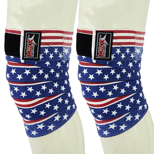 New Weightlifting Knee Wraps for Gym Fitness Training Support Bandages Knee Straps for Squats (US Flag)