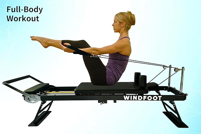 Pilates Reformer Machine Equipment with Springs & Cords for Home Workout, Foldable Pilates Equipment with Jump Board for All Level Users