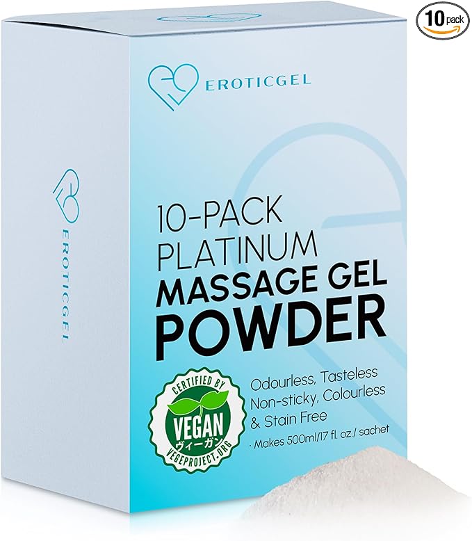 Premium Massage Gel Powder (Pack of 10) | 5g Travel Sachet Makes 500ml/ 16.9 fl oz | Made in Japan | Paraben & Glycerine Free