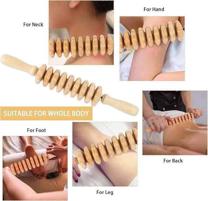 2 Pcs Wooden Gua Sha Tools Lymphatic Drainage Tool, Machomby Wood Therapy Massage Tools Manual Gua Sha Tools Anti Cellulite Massage Tool for Gua Sha Massage, Maderotherapy, Body Sculpting