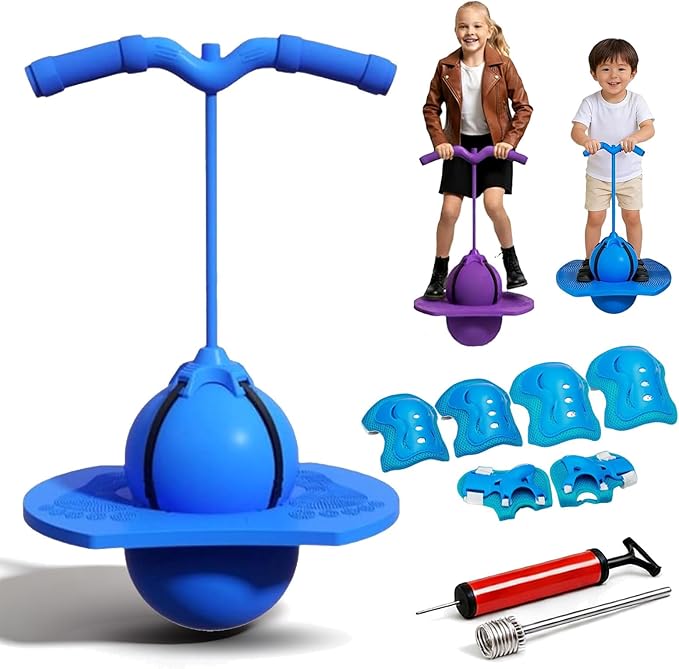 Childrens Balance Jumping Ball, 2026 Upgraded Non-Slip Jumping Balance Board for Kids, Crazy Bouncing Ball with Handle and Pump, High Jump Toy Bounce Jump Trick Board for Kids & Adults