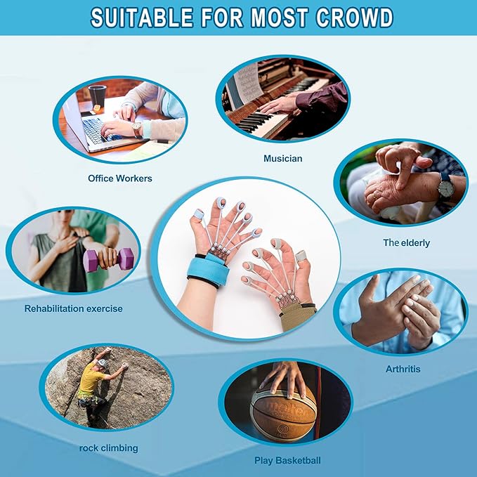 Finger Strengthener Band Exerciser Trainer ,Finger Resistance Band for Hand Grip Strength Forearm Stretching Rehabilitation Fitness Assist for Arthritis, Carpal Tunnel for Muscle Building and Injury Recovery.