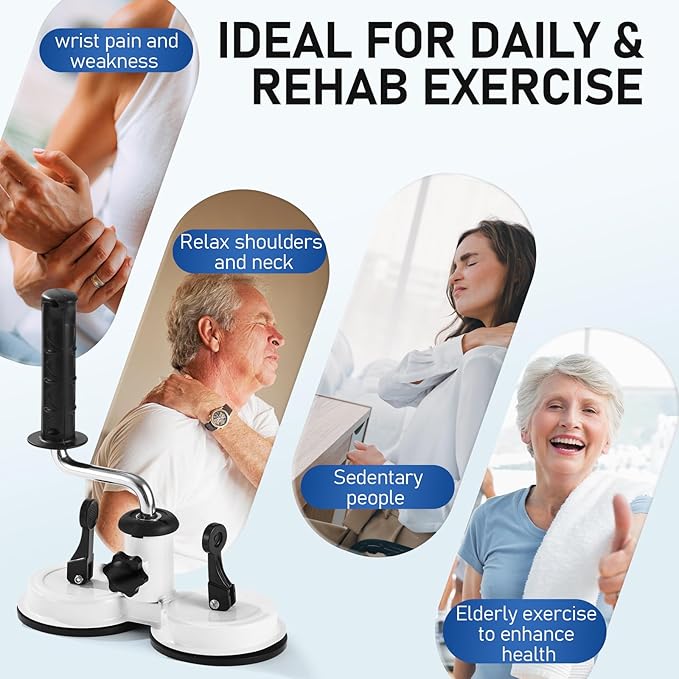 Arm Bike Exerciser for Physical Therapy - Adjustable Resistance Arm Rotation Training Device with Dual Suction Cup Stability - Arm Rehabilitation Equipment for Wrist Injury/Stiffness