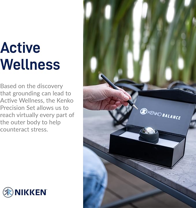 Nikken Kenko Precision Set - Sphere and Wand for Mind and Body Balance, Wellness, and Vitality - Ceramic Silicone and Tourmaline Resin