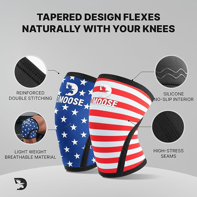 DMoose Fitness Knee Sleeves for Weightlifting (Pair) 78” Knee Wraps for Joint Support, Squats & Powerlifting - Gym Brace Straps for Joint Stability & Pain Relief, USPA & IPL Approved for Men and Women