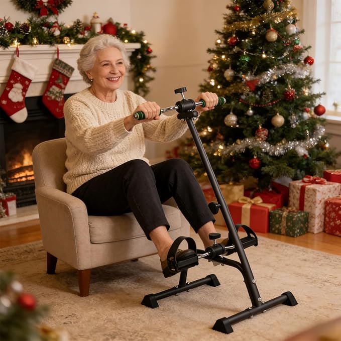 Elderly Exercise Bike, Pedal Exerciser Bike, Hand Arm Leg Knee Peddler, Adjustable Fitness Equipment for Seniors, Elderly Home Pedal Exercise Bike for Total Body