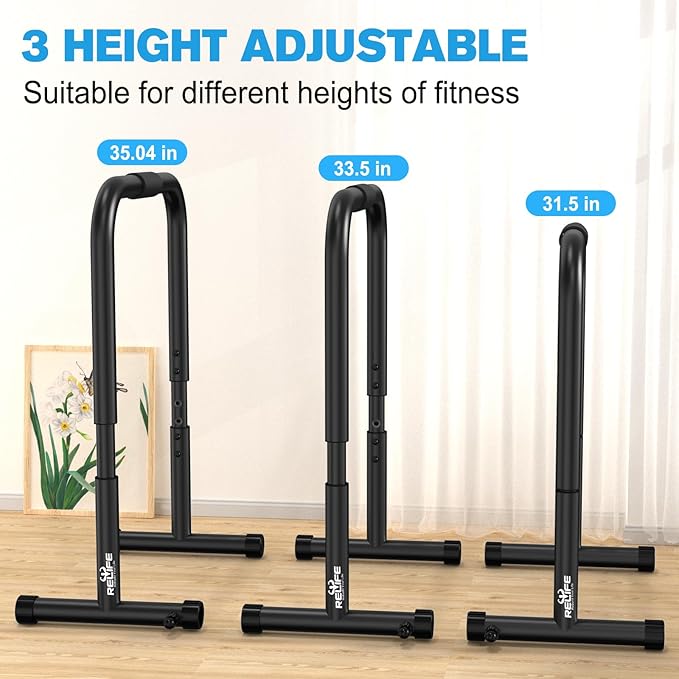 RELIFE Dip Station Functional Heavy Duty Dip Bar Parallette Push Up Stand
