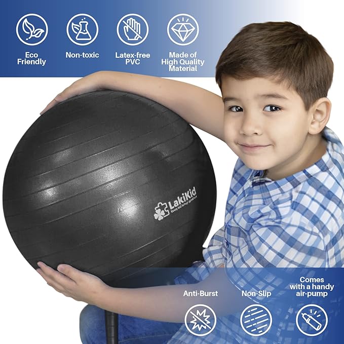 LakiKid Balance Ball Chairs for Kids Flexible Seating Classroom Furniture- Stability Ball Chairs with Legs, Exercise Ball Chair, Yoga Ball Chair, Ideal Alternative Seating for Students (18"/45 CM)