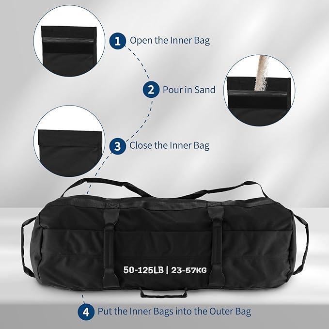 Sandbags for Workout,Adjustable Sand Bags for Fitness,Yoga, Strength Training and Full-Body Workouts,Black
