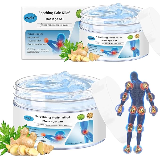 RVDU Soothing Massage Gel – Cooling Blue Gel with Natural Extracts, Fast Absorbing Formula for Back, Shoulder, Knee & Muscle Comfort, Non-Greasy (2PCS)