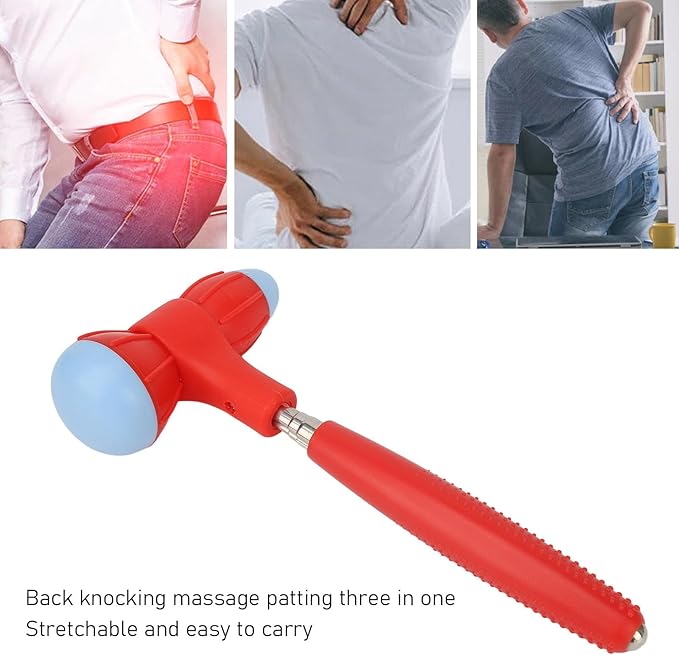 Srliya Retractable Massage Hammer Bendable Ergonomic Design Low Noise Double End Massager Tool Hammer for Shoulders Back Arms