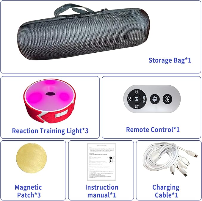 3Pcs/Pk Agile Reaction Training Lamp Set, Reaction Training Light Speed Agile Reaction Light Equipment Quick Reaction Lights Enhancing Speed and Agility Tools