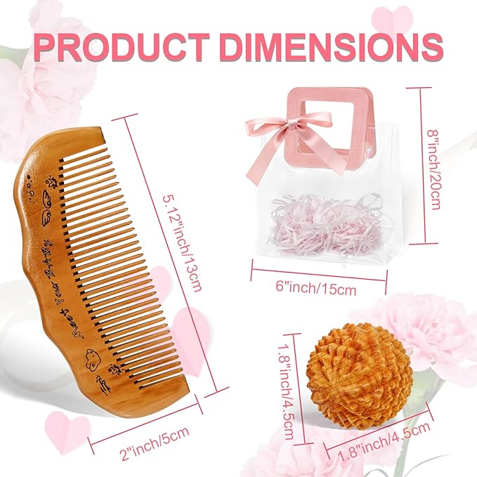 Birth Comb Acupressure Massage Ball Set - Wooden Labor Comb Natural Labor and Delivery Essentials, Mom to Be Gift, New Mom Gifts for Labor Pain Relief