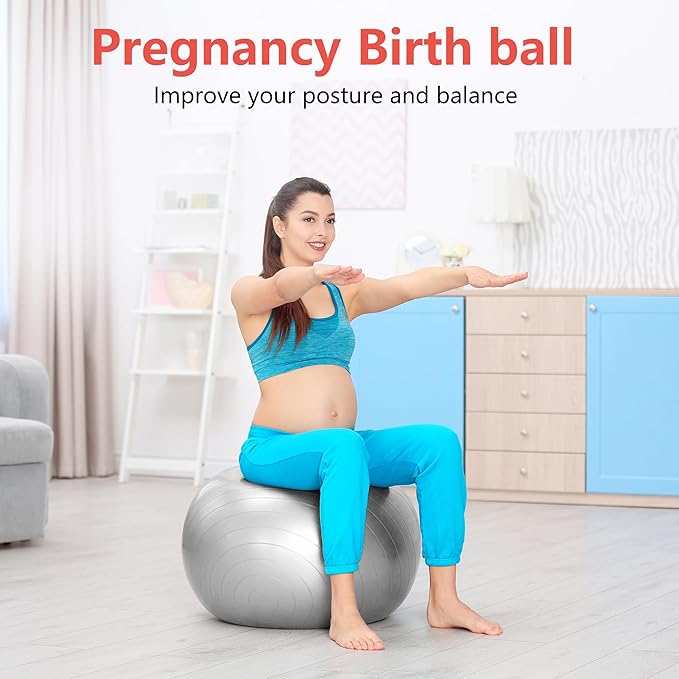 Primasole Exercise Ball for Balance Stability Fitness Workout Yoga Pilates at Home Office & Gym Birthing Ball for Pregnancy, Office Ball Chair