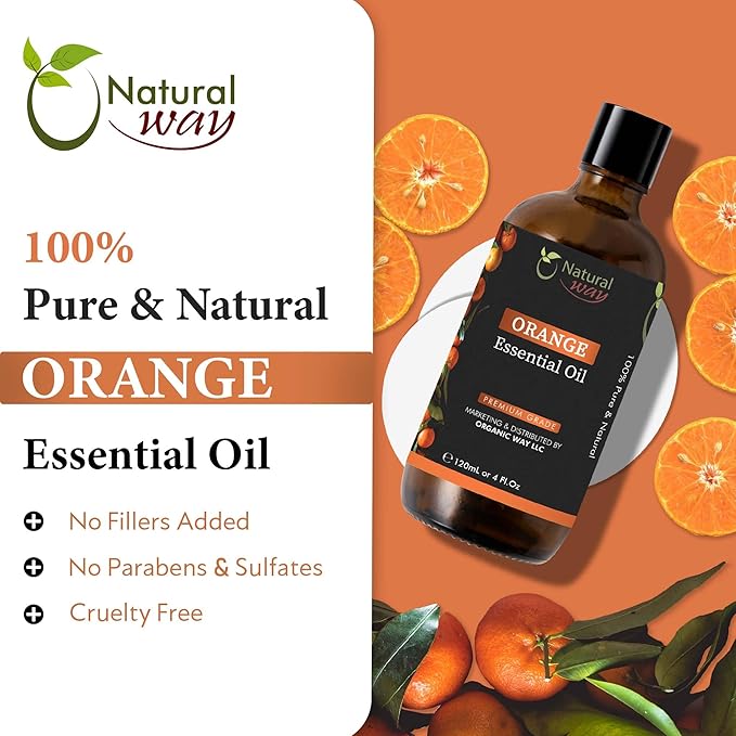 Essential Oil | Pure Aromatherapy Oil for Diffusers, Hair Growth, Skin, Scalp Care, Massage | Refreshing Hair Oil for Women & Men | Natural Essential Oil for Diffuser (Orange)