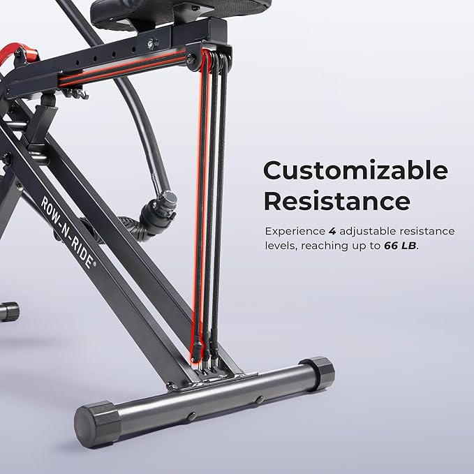Sunny Health & Fitness Full-Motion Rowing Machine w/Adjustable Resistance, Low-Impact Full-Body Workout Rower w/Long Slide Rail, Space-Saving Design, Free SunnyFit App Connection