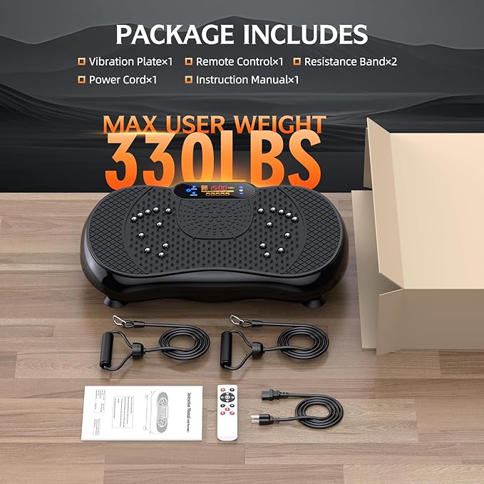 Vibration Plate Exercise Machine, Lymphatic Drainage Machine for Weight Loss, Shake Vibrating Plate Full Body Workout Fitness Platform, Vibration Board For Shaping Wellness,Home Sport Gym-330lbs