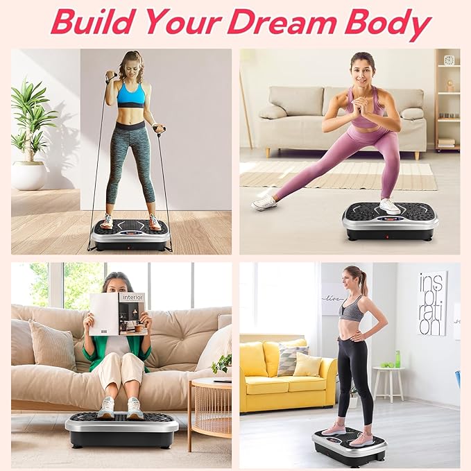 TLSUNNY Vibration Plate,3D Shake Board,Power Workout Platform,Full Body Shaping,Weight-Loss Exercise Machine for Lymphatic Drainage,W/2 Resistance Bands, Acupressure Foot Pedal&Remote Control