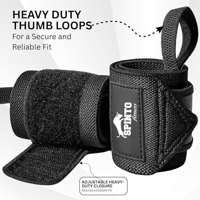 18" Wrist Wraps for Weightlifting USPA-Approved Wrist Support with Thumb Loop Heavy Duty Wrist Braces for Powerlifting, Gym, Cross Training & Strength Training for Men & Women
