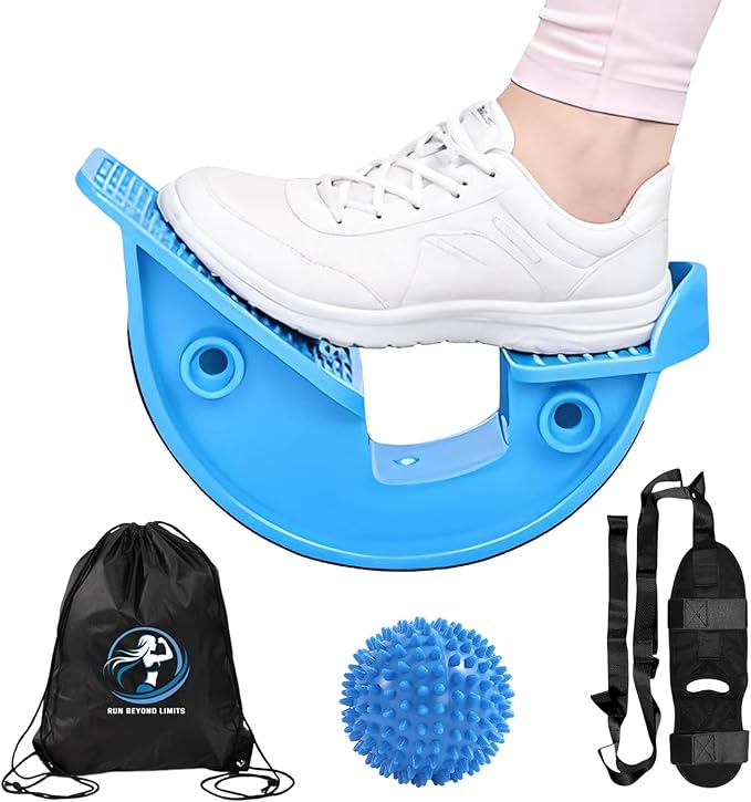 JIURUN Calf Stretcher and Foot Rocker for Plantar Fasciitis - Leg Stretching Strap, Hamstring and Calf Stretcher, Suitable for Stretching Legs and Thighs