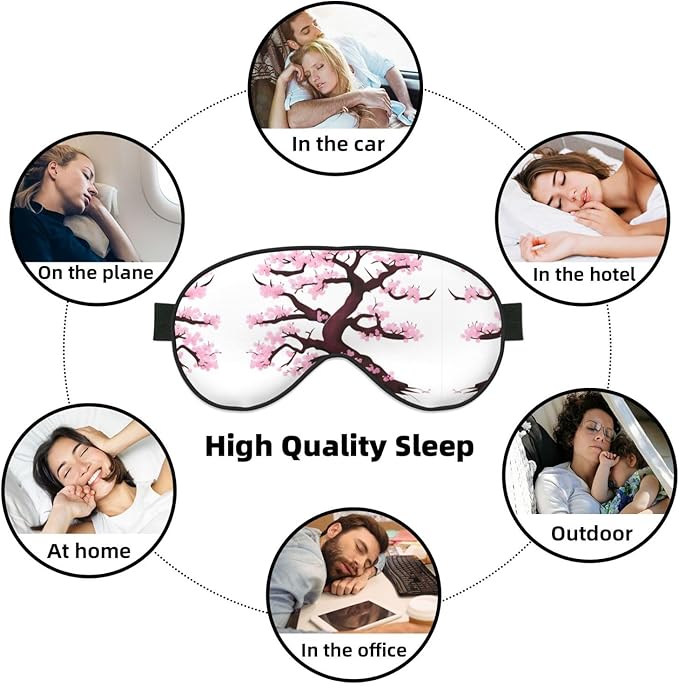 Cherry Blossoms Tree Head-Mounted Double-Sided Light-Blocking Sleeping Eye mask to Protect Eyes and Relieve Eye Fatigue