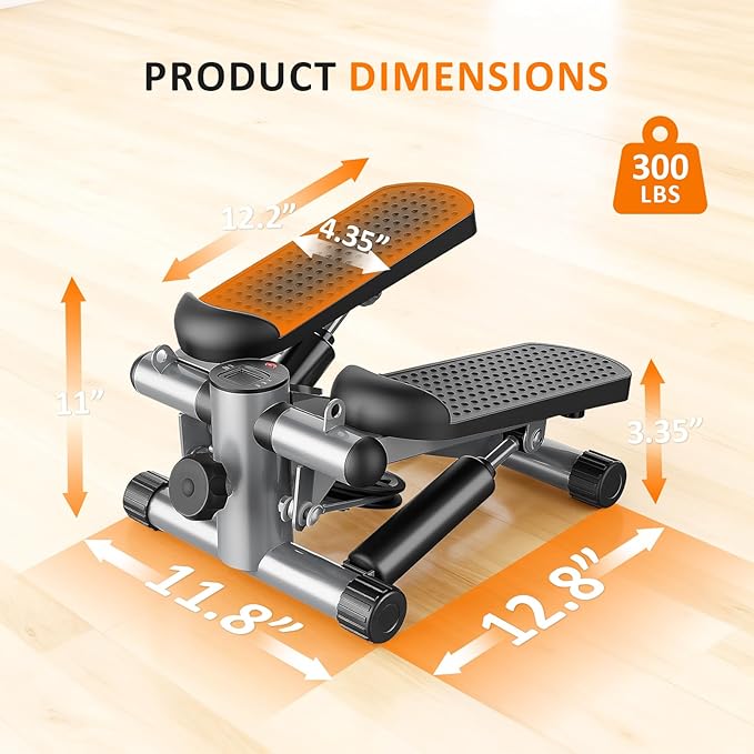 Stair Stepper with Resistance Bands for Home Exercise, Mini Stepper Machine for Indoor Fitness, Portable Home Gym Stepper for Full Body Workout, 300LBS Capacity