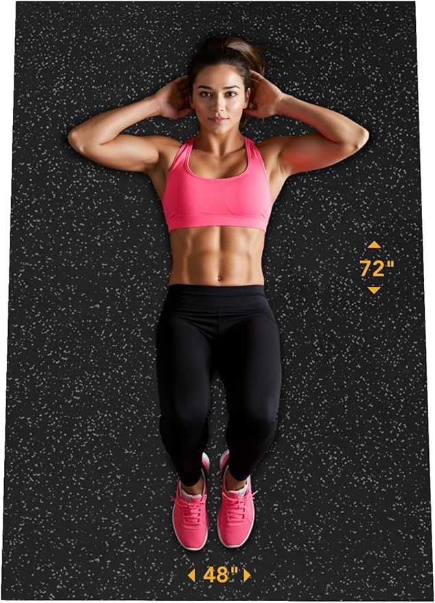 Rubber King Multi-Purpose Exercise Mat - 100% Recycled Thick Rubber Mat for Home Gym Flooring, Non-Slip, Low-Odor Durable Workout Mat for Indoor/Outdoor, Shoe-Friendly