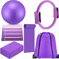 10 Pcs Home Pilates Ring Set for Women Yoga Equipment Accessories Pilates Ring Circle and Ball Workouts Gift Include Ball Yoga Circle Resistance Bands Block Straps Gym Bag