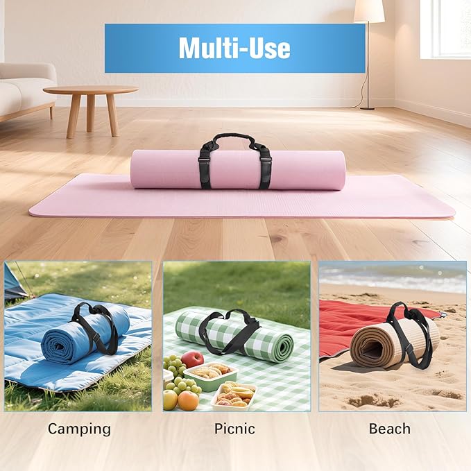 WOMACO Yoga Mat Strap, Adjustable Yoga Mat Carrier with Shoulder Strap & Handle for Women, Men