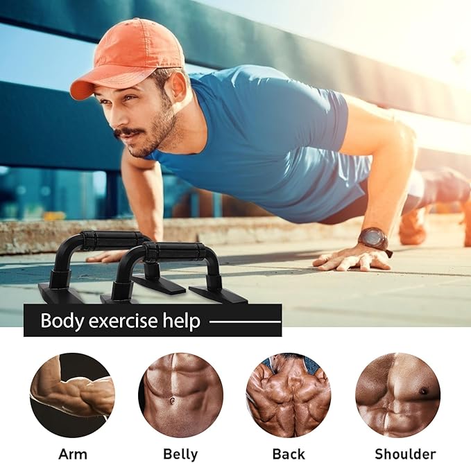 HEMOTON 2pcs Push-up Bars Push-up Stands H-shape Push-up Frames Non-slip Grip Home Fitness Equipment for Muscle Strength Training and Chest Workout