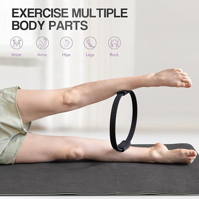 Pilates Kit, Pilates Ring and Ball Set with 5-Level Resistance Bands for Core Strength, Stretching, Toning & Full Body Home Workout Pilates Equipment