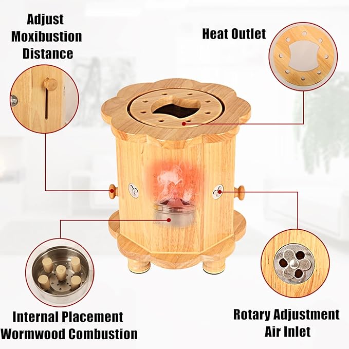 Moxibustion Stool for Mild Therapy - Heating Sit Chair for Meditation, Yoga, Relaxation - Moxa Cone Burner Box - Sitting Bench