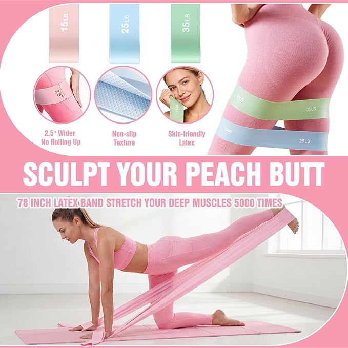 Pilates Kit with Foldable Yoga Mat, Portable Home Workout Pilates Equipment, Lightweight Pilates Set for Travel & Small Spaces,14.5" Pilates Ring and Ball, Resistance Bands & Core Sliders, Pink