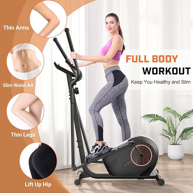 ANCHEER Elliptical Exercise Machine, Elliptical Trainer for Home Gym Exercise Equipment 500Lbs Max Weight Ultra-Silent Elliptical Machine, 14 & 8 Resistance Levels