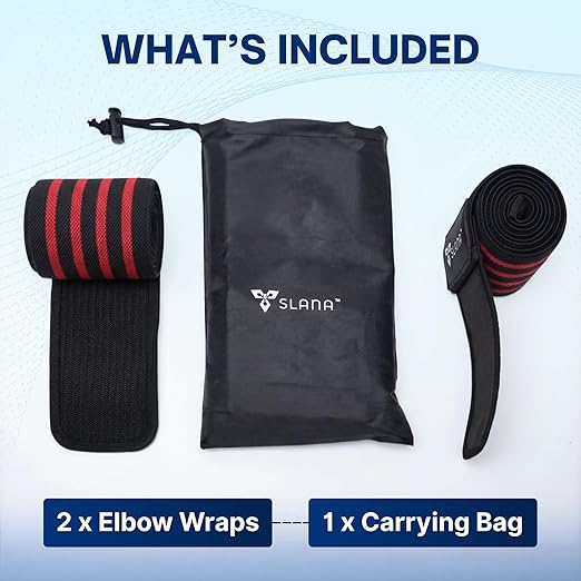 Elbow Wraps for Weightlifting – 40” Long Adjustable Compression - Elbow Sleeves Weightlifting Men with Hook-and-Loop Closure – Support for Heavy Pressing, Strength Training & Lifting Stability