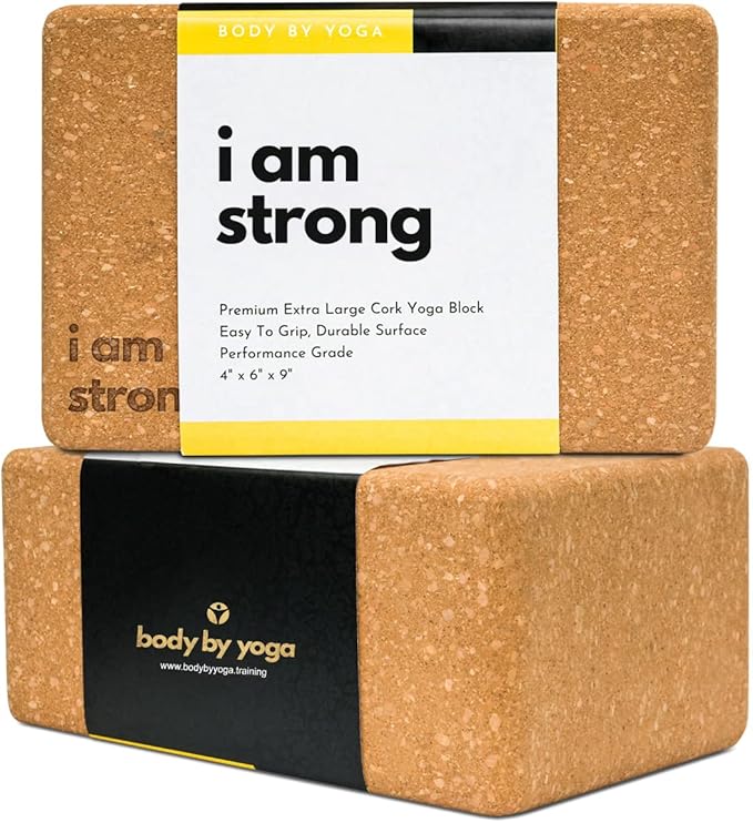 Premium Cork Yoga Blocks - Extra Large Yoga Block 2-Pack or Extra Tall 1-Pack for Inflexible Yogis | Natural, High-Density Cork for Superior Support & Stability | Optional Yoga Strap & Gift Box