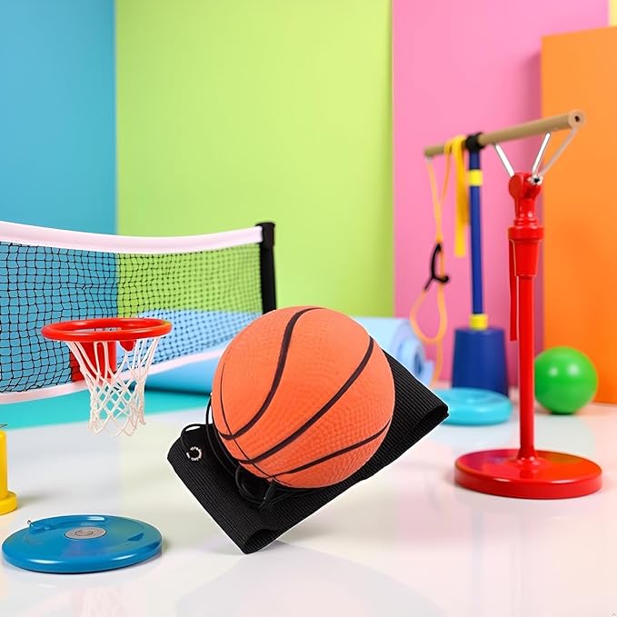 Basketball 2.36 Inch Wrist Return Ball, Sports Balls on a String, Rubber Rebound Bouncy Wristband on Elastic String for Wrist Exercise or Play Speed and Agility Training, Reaction Balls