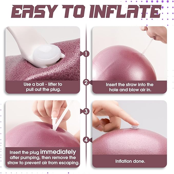 ROSAPOAR Small Exercise Ball - 9 Inch Mini Pilates Ball, Anti-Burst Yoga Ball for Stretching & Core Strength Workout, Physical Therapy & Yoga at Home Gym & Office